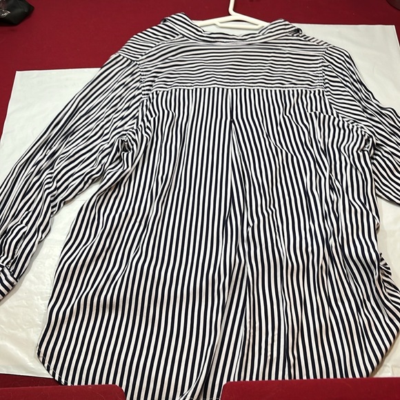 New leaf black vertical striped rayon BLOUSE pink blue floral embroidery 2XL XXL - Picture 12 of 14